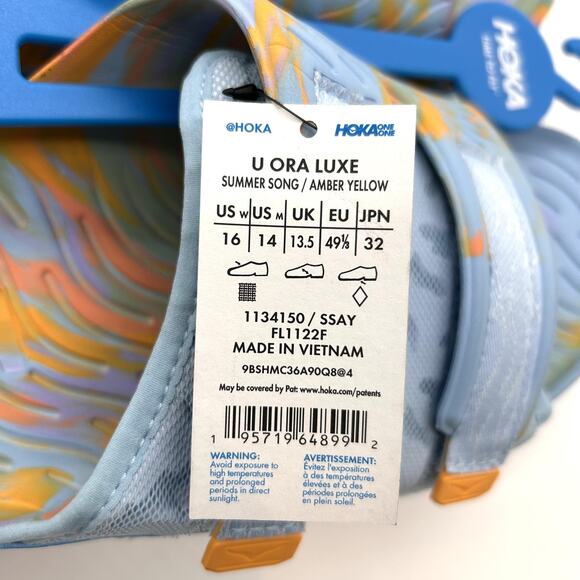 Hoka Ora Luxe Slide Sandals Mens Size 14 Summer Song Yellow Recovery 1134150 main image 4